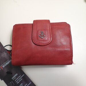 Harbour 2nd Isidora Leather Wallet with Anchor Accent Chili Red